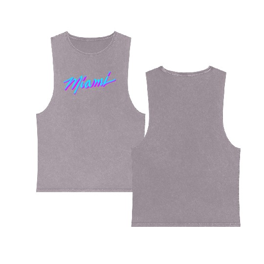 Miami Vaperwave Synthwave 80S Style Double Sided Mineral Wash Tank Tops