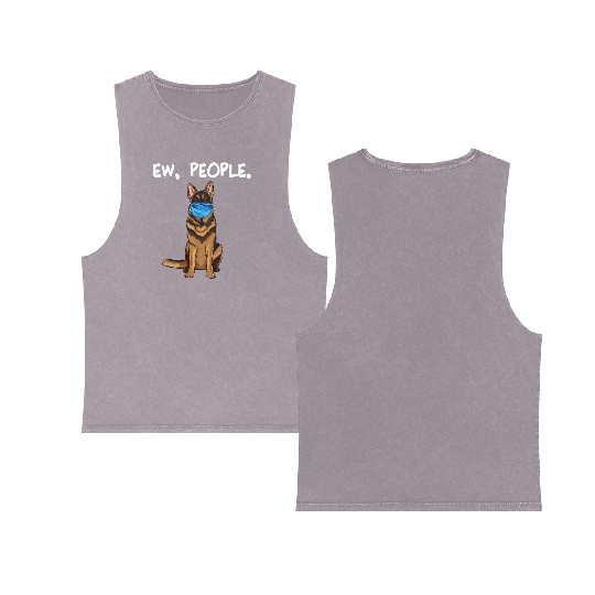 German Shepherd Ew People Dog Wearing Face Double Sided Mineral Wash Tank Tops