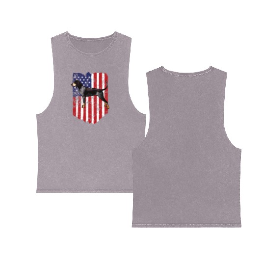 American Flag Bluetick Coonhound 4Th Of July Usa Double Sided Mineral Wash Tank Tops