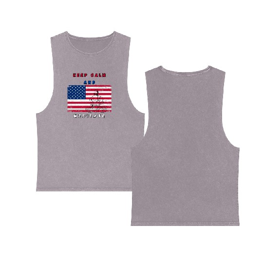 Independence Day Buddha Meditation Double Sided Mineral Wash Tank Tops