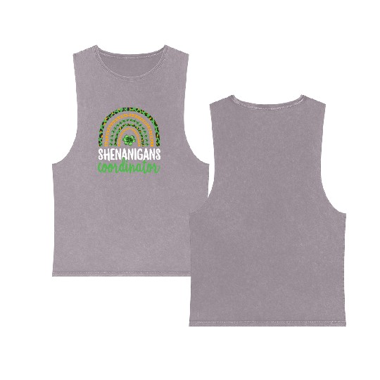 Shenanigans Coordinator Teacher St Patricks Day Double Sided Mineral Wash Tank Tops