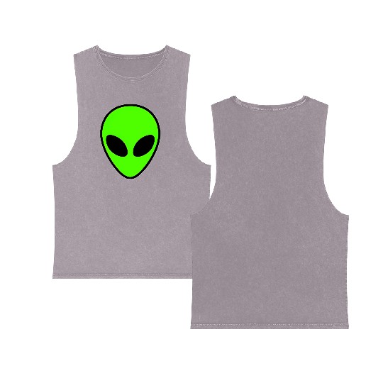 Alien Head Pocket Patch Area 51 Double Sided Mineral Wash Tank Tops