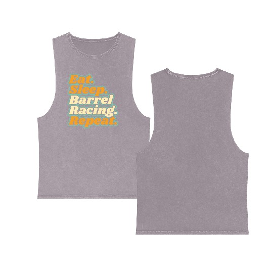 Barrel Racing Barrel Racer Rodeo Western cute Double Sided Mineral Wash Tank Tops