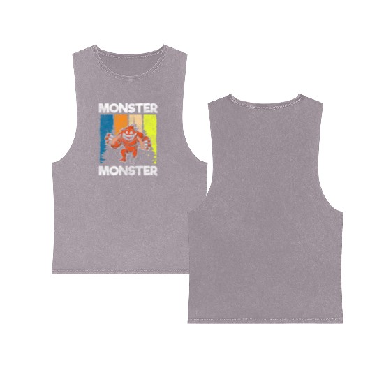 Monster Fright Character Monster Hunter Double Sided Mineral Wash Tank Tops