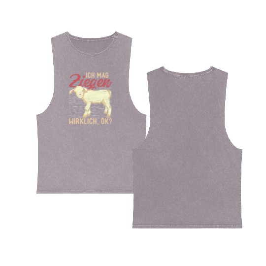 I really like goats ok farm animal goat Double Sided Mineral Wash Tank Tops