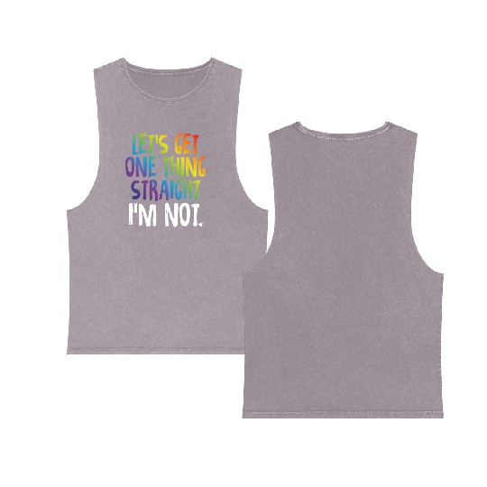 Lgbtq Rainbow Pride Not Straight Gay Lesbian Double Sided Mineral Wash Tank Tops