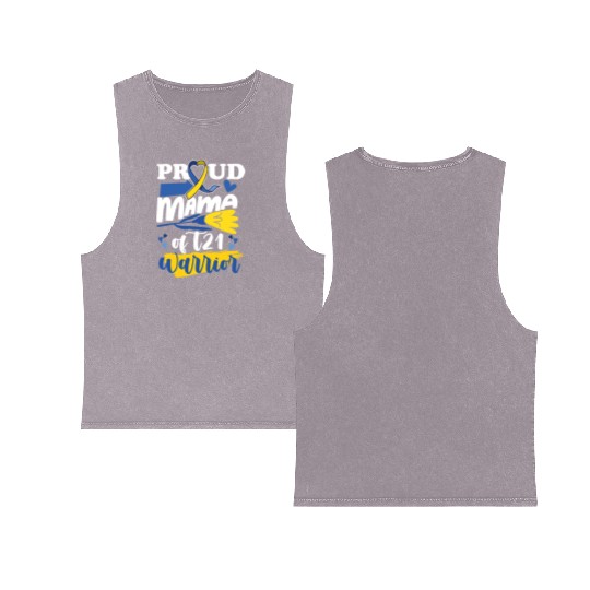 Proud Mom T21 World Down Syndrome Awareness Double Sided Mineral Wash Tank Tops