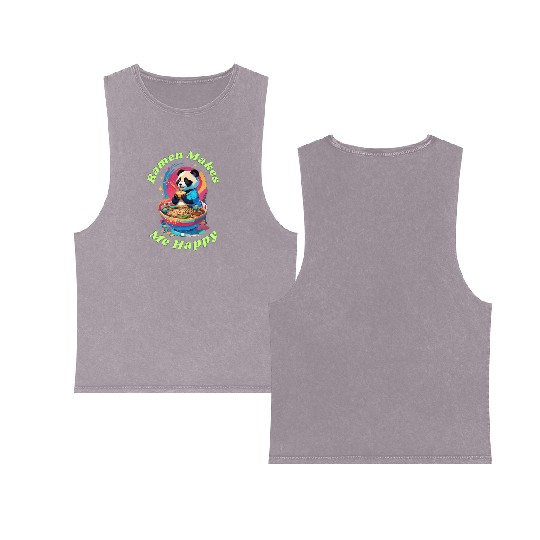 Ramen Makes Me Happy Double Sided Mineral Wash Tank Tops