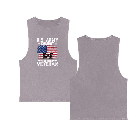 US Army Combat Engineer Veteran Double Sided Mineral Wash Tank Tops