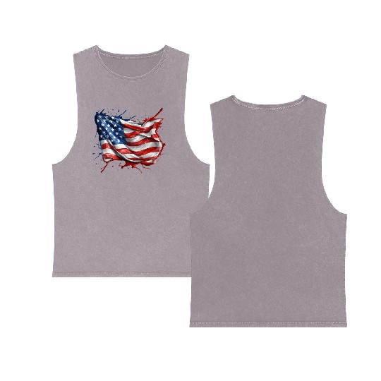 American Flag Double Sided Mineral Wash Tank Tops