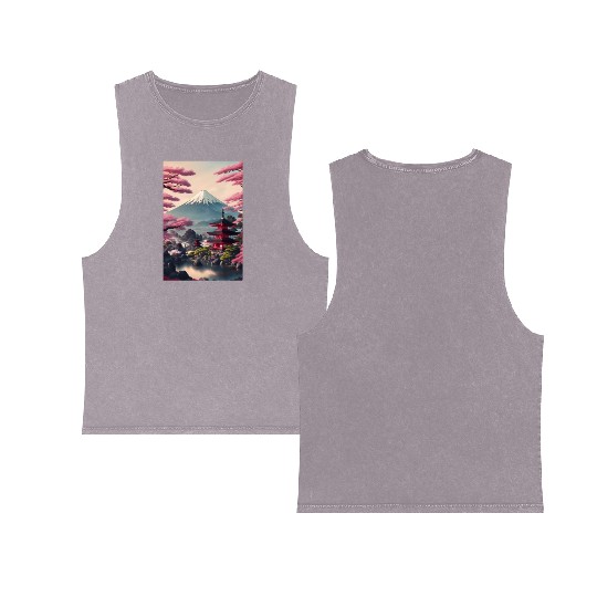 Asia Landscape Serene Mount Fuji Double Sided Mineral Wash Tank Tops