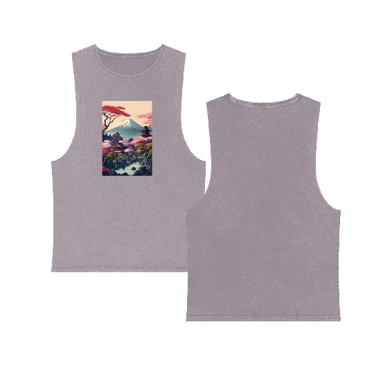 Asia Landscape Serene Mount Fuji Double Sided Mineral Wash Tank Tops