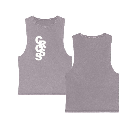 Cross Country Running Stacked Font Play Stylishs, Double Sided Mineral Wash Tank Tops