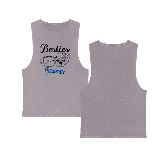 Besties , Friendship Day Gift, Tea Lover Friends Double Sided Mineral Wash Tank Tops