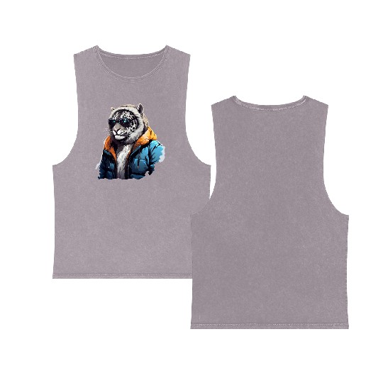 Street Style Snow Leopard | Leopard Lovers Double Sided Mineral Wash Tank Tops
