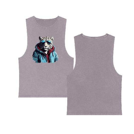 Street Style Snow Leopard | Leopard Lovers Double Sided Mineral Wash Tank Tops