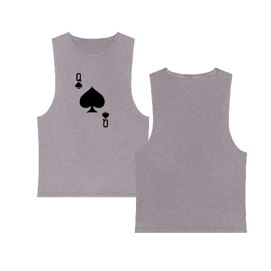 Queen Of Spades - Playing Card Easy Halloween Game Double Sided Mineral Wash Tank Tops