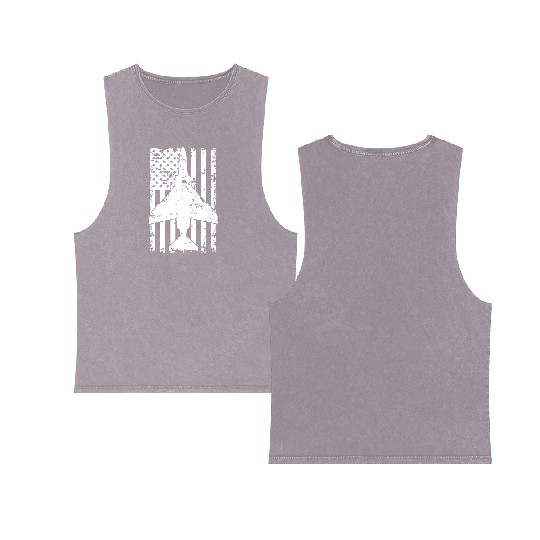 F 4 Phantom II Fighter Jet Patriotic Double Sided Mineral Wash Tank Tops