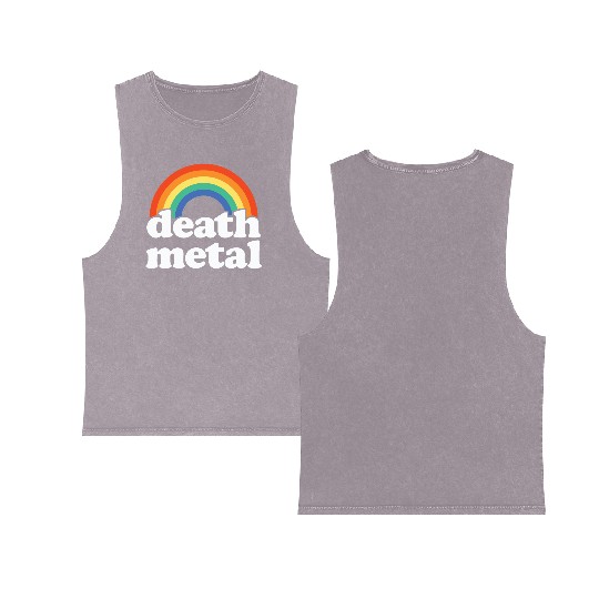 Funny Death Metal Design: Rainbow Riot Double Sided Mineral Wash Tank Tops