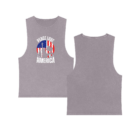 "Peace Love America Labor Day Double Sided Mineral Wash Tank Tops - Celebrate