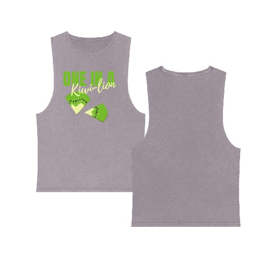 One In A Kiwi Lion Double Sided Mineral Wash Tank Tops