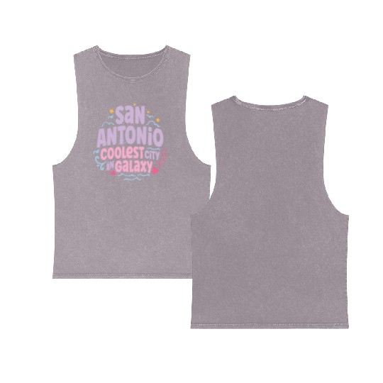 San Antonio Coolest Galaxy Double Sided Mineral Wash Tank Tops