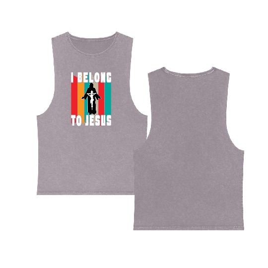 I Belong To Jesus Love Jesus Christian Christmas Double Sided Mineral Wash Tank Tops