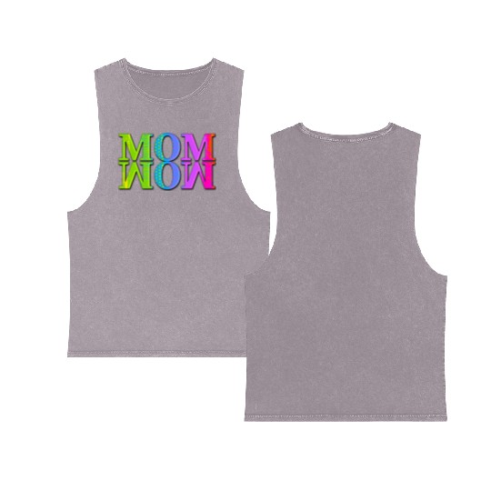 mama mom wow mothers day funny cute family mother Double Sided Mineral Wash Tank Tops