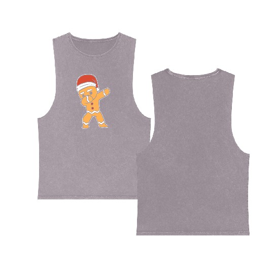 Dabbing Gingerbread Performer Gift Double Sided Mineral Wash Tank Tops