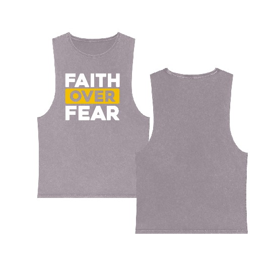 Faith Over Fear Love Jesus Christian Christmas Double Sided Mineral Wash Tank Tops