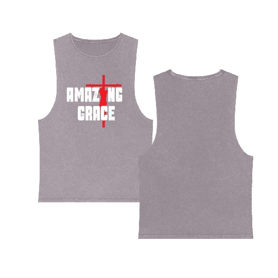 Amazing Grace Love Jesus Christian Christmas Double Sided Mineral Wash Tank Tops