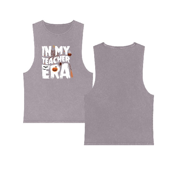IN MY TEACHER ERA HALLOWEEN Double Sided Mineral Wash Tank Tops