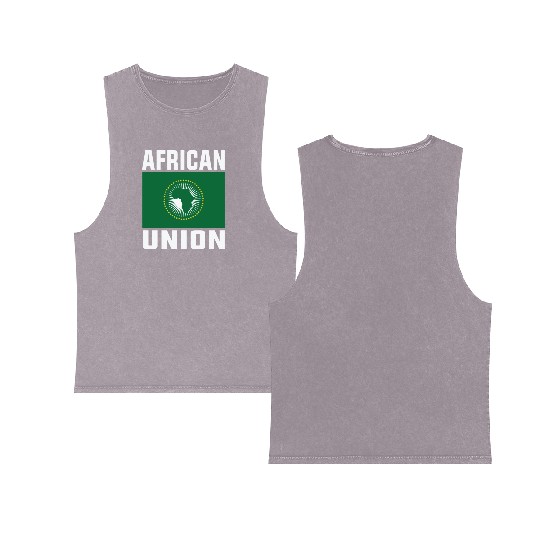 Flag of African Union Double Sided Mineral Wash Tank Tops