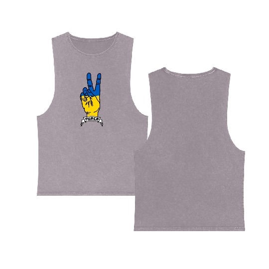 Peace for Ukraine text Double Sided Mineral Wash Tank Tops