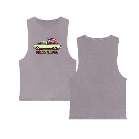 Farm Truck Light Green Double Sided Mineral Wash Tank Tops