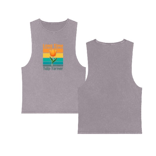 Tulip Gardening Farmer Double Sided Mineral Wash Tank Tops