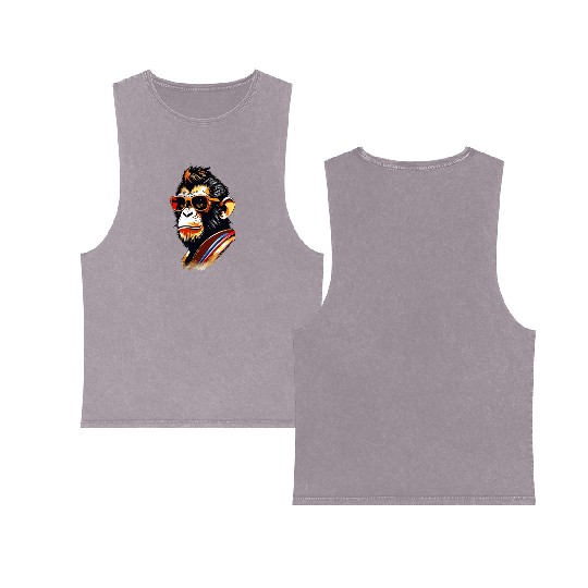 cool monkey king wearing sunglasses Double Sided Mineral Wash Tank Tops