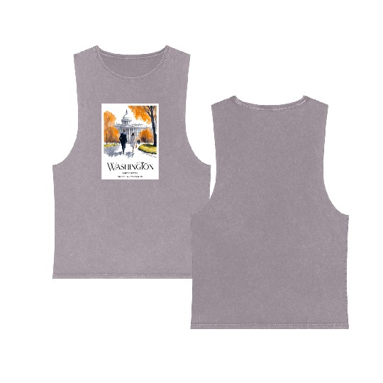 Watercolor painting loving couple in Washington DC Double Sided Mineral Wash Tank Tops