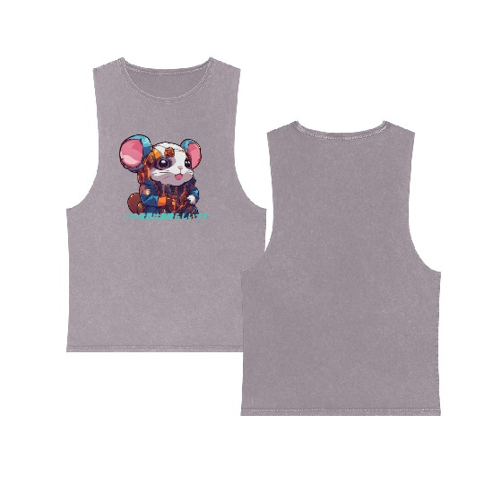 R3d DataHam // Cyberpunk Hamster Double Sided Mineral Wash Tank Tops