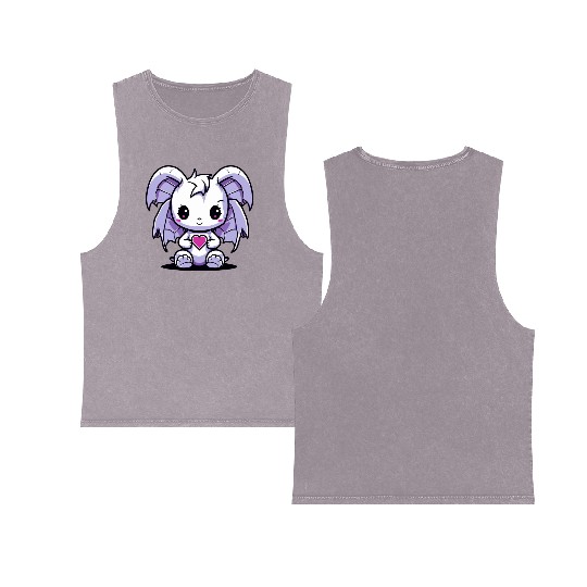 "Kawaii Love Dragon" by ART1SAN Double Sided Mineral Wash Tank Tops