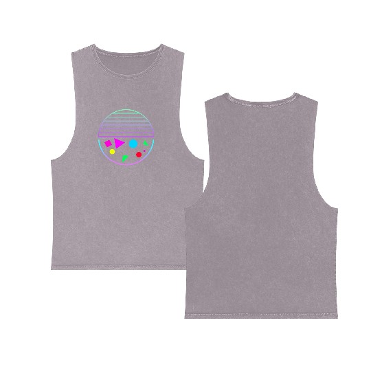 Retro sunset style 80s Double Sided Mineral Wash Tank Tops