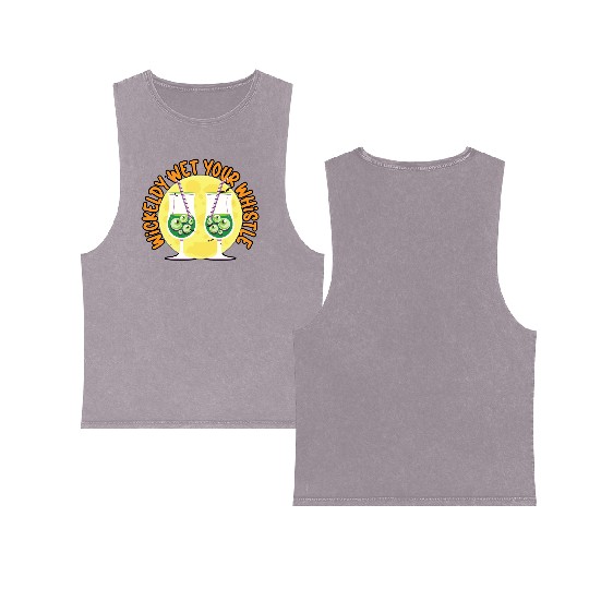 Wickedly Wet Your Whistle Bartender Halloween Double Sided Mineral Wash Tank Tops