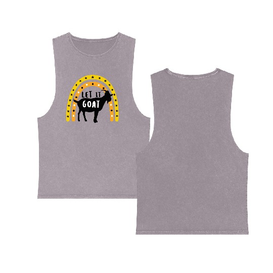 Happy goat, Farm Animal Lover Double Sided Mineral Wash Tank Tops