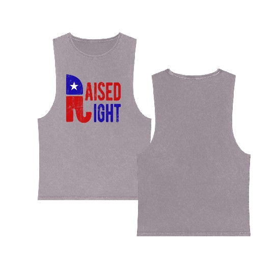 Raised Right Proud Republican Elephant Logo Usa Double Sided Mineral Wash Tank Tops