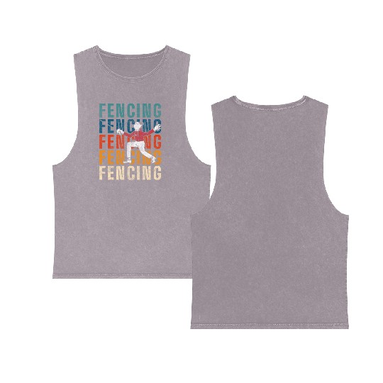 Fencing Duel En Garde Double Sided Mineral Wash Tank Tops