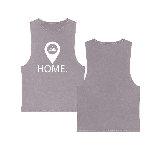 Mountains Adventure Nature Outdoor Home Icon Double Sided Mineral Wash Tank Tops