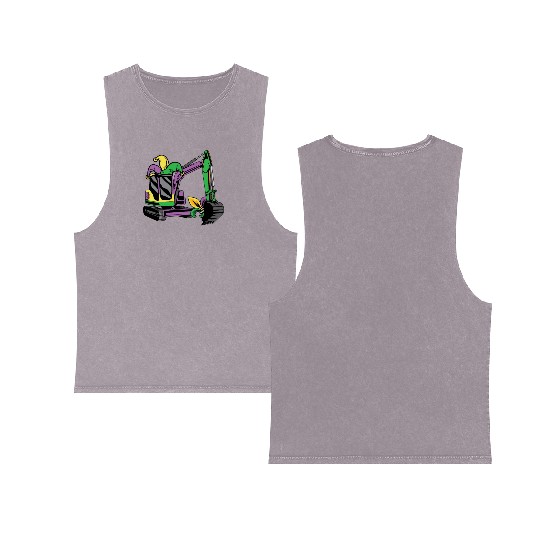 Excavator Mardi Gras Double Sided Mineral Wash Tank Tops