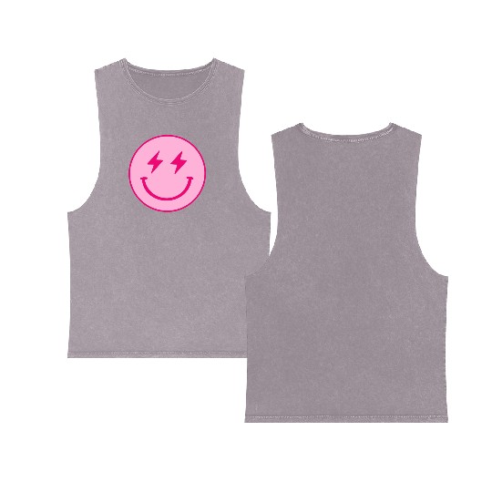 light pink face lightning bolt eyes Double Sided Mineral Wash Tank Tops
