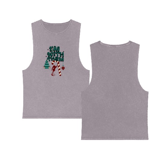 "Im with them" Christmas Elf design 2 Double Sided Mineral Wash Tank Tops