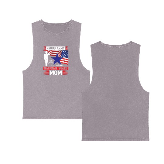 Proud Army National Guard Mom Double Sided Mineral Wash Tank Tops